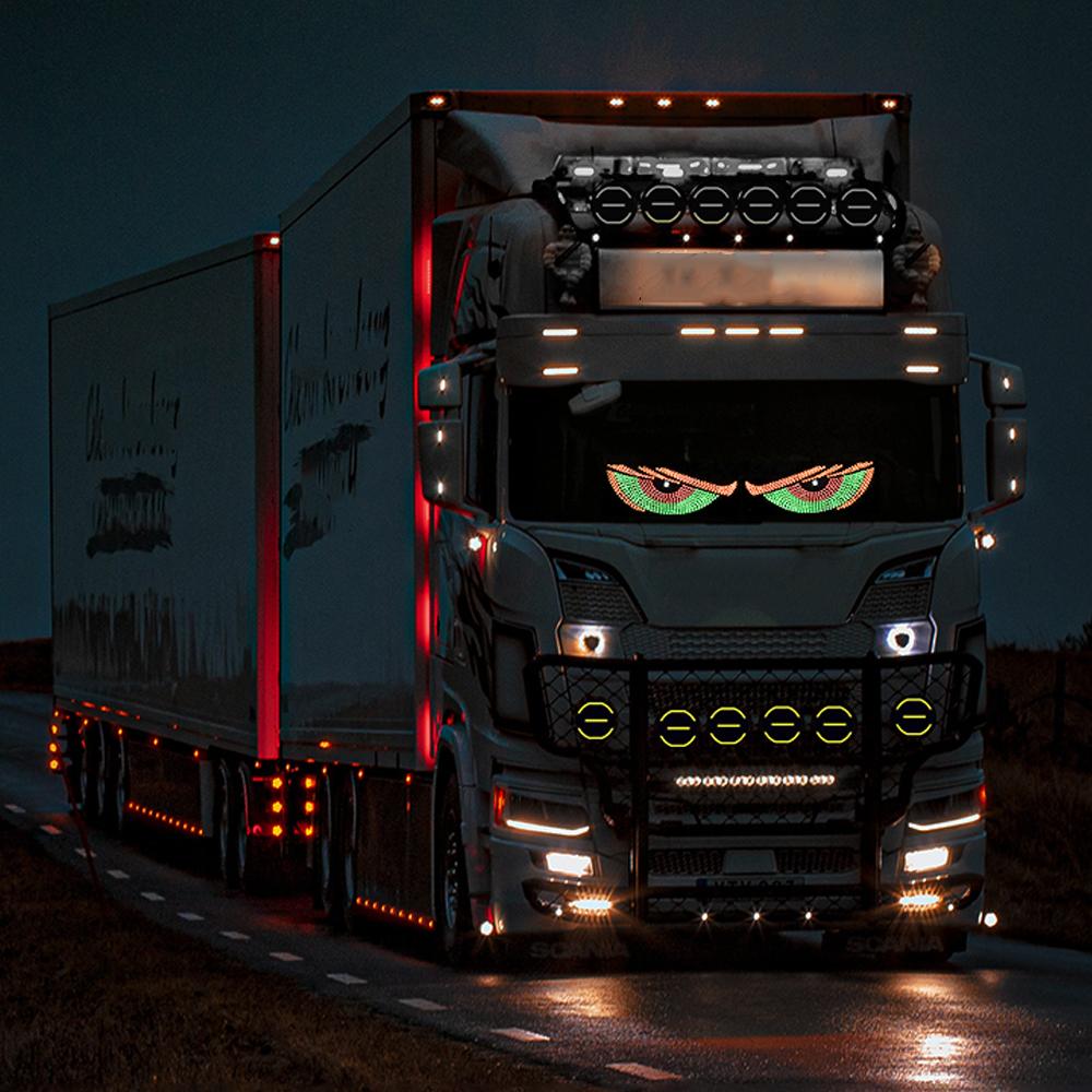 Truck Devil Eye LED Matrix Panel Lighting Animation Display Light Flashing Windshield Decor LED Display for Car Truck Accessorie