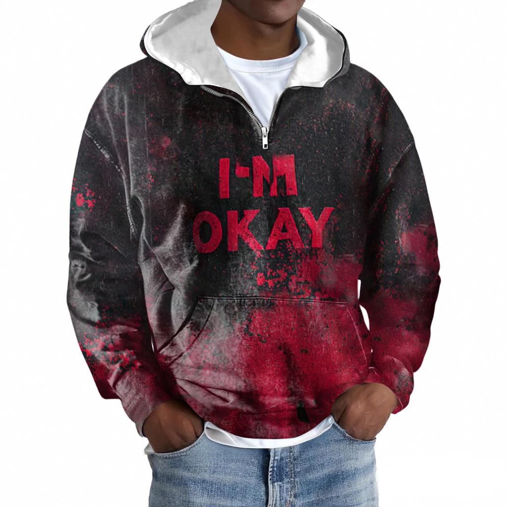 Men Zipper With Pockets Vintage Hoodies Casual Sweatshirts Lightweight