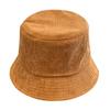 Corduroy hat embroidery autumn and winter bucket hat men's versatile thermal basin hat bucket hat tide