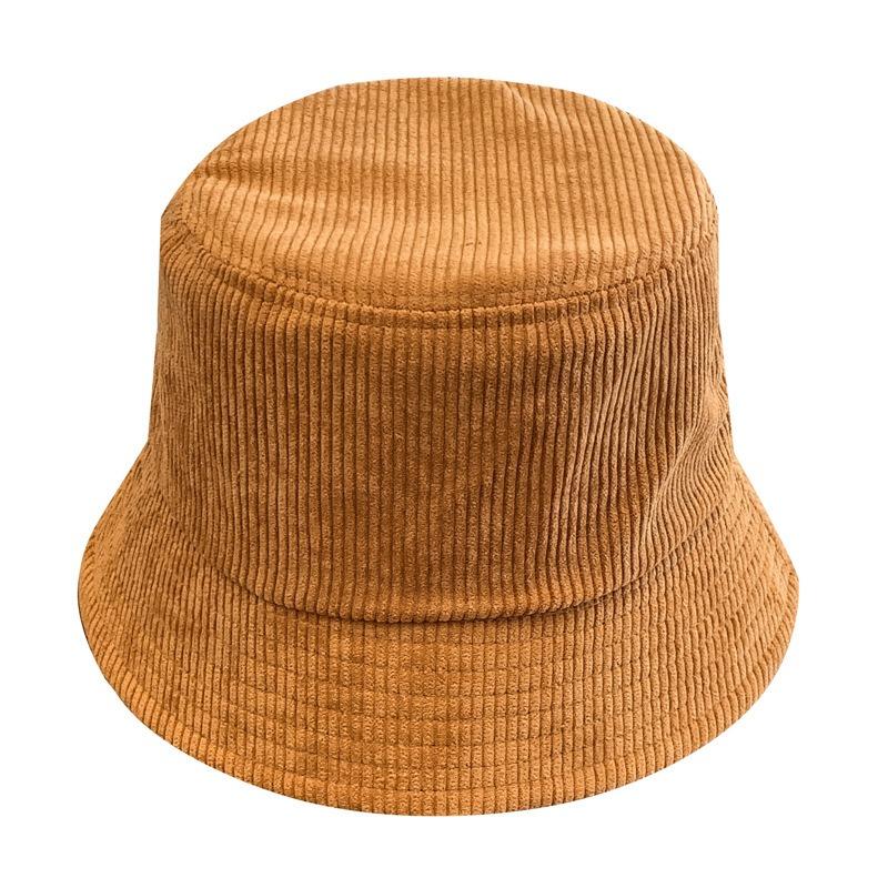 Corduroy hat embroidery autumn and winter bucket hat men's versatile thermal basin hat bucket hat tide