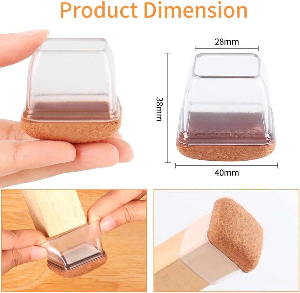8PCS Thick Rubber Chair Leg Protector Covers Felt Bottom Furniture Pads Floor Protectors Caps To Redu Noise And Prevent Scratc