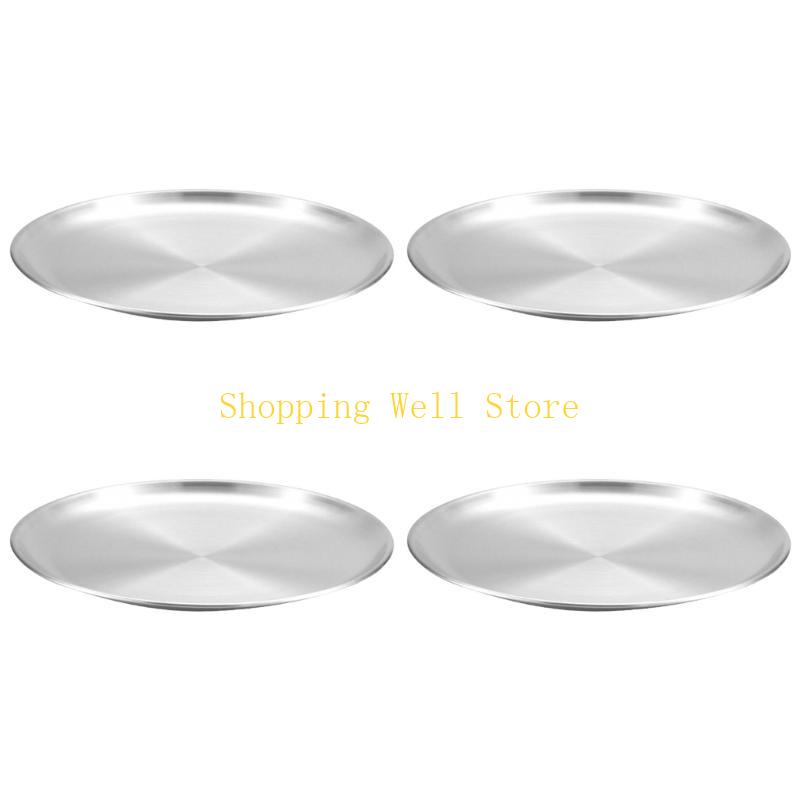 

KX4B 4PCS 304Stainless Steel Plates Picnics Camping Plates Metal Dish Set for Kitchens and Dining Tables Golden/Silver Color 14cm срібний