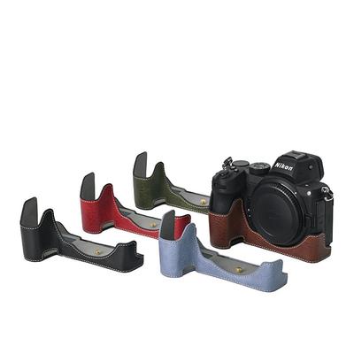 Demi-étui d'appareil photo en cuir PU pour Nikon Z6II Z7II Z5 Ouverture par le bas Couvercle magnétique
