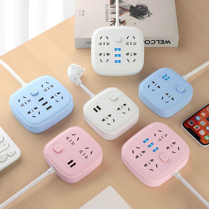 

Багатофункціональний USB-розетковий подовжувач із чистою міддю для гуртожитків 10 holes, 0.2m синій