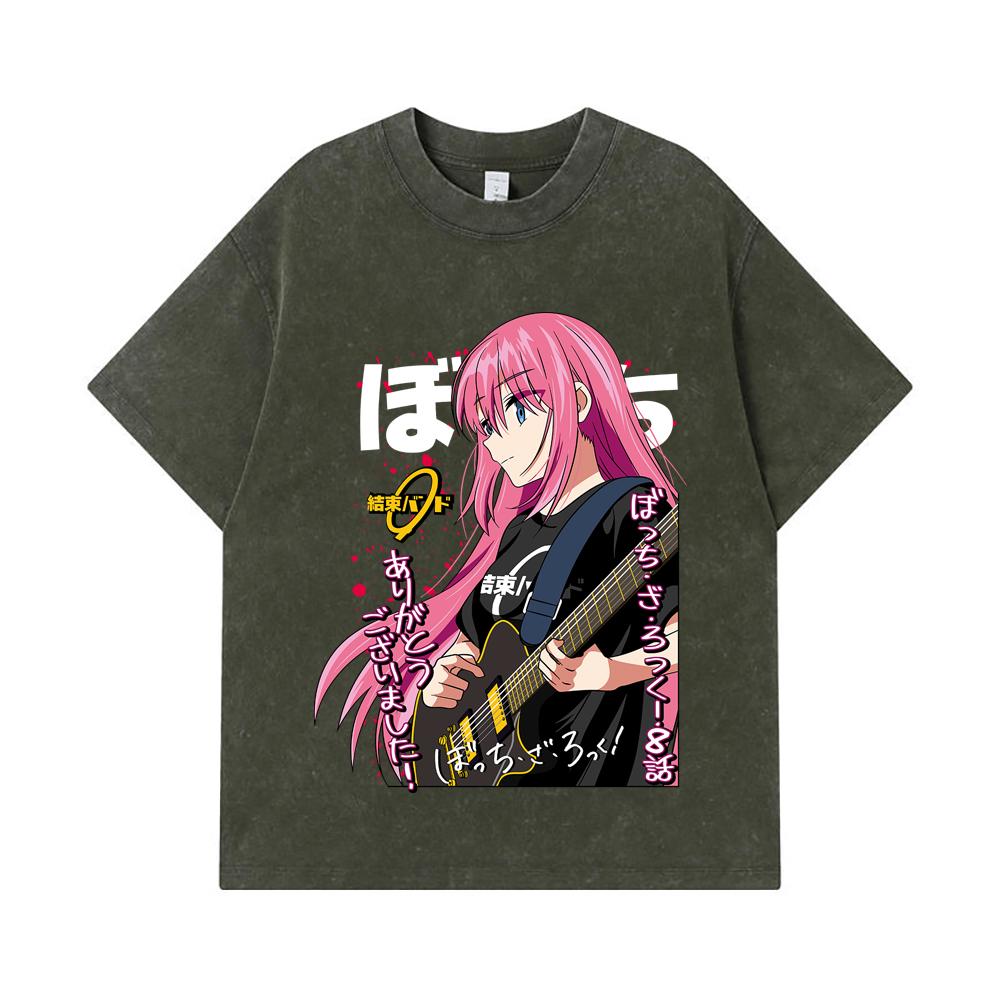 275 GSM Washed T-shirts 100% Cotton Bocchi The Rock V4 Print Unisex Heavy Cotton T Shirt