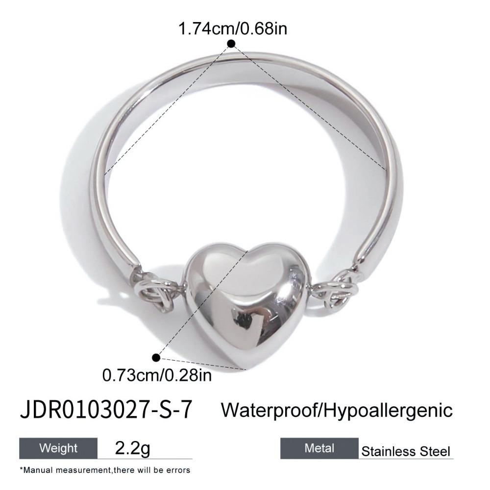 

Minimalist Heart Ring Two Color Love Heart Ring Fashion Finger Charm For Gift Silver