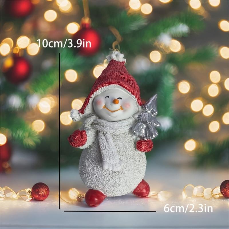 Tiny Snowman Figurine Tabletop Ornament Miniature Resin Snowman Sculpture For Mantels Porch Holiday Party Centerpieces
