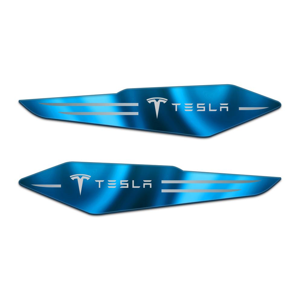 2Pcs Car Leaf Board Side Body Fender Metal Stickers For Tesla Model 3 Model S X Model Y Roadster SpaceX Cybertruck Coil Mod Coil