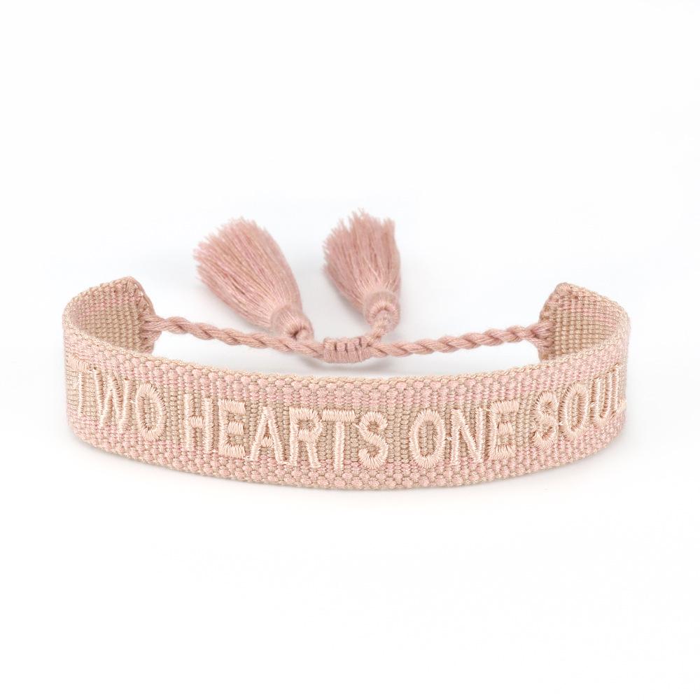 European & American Cross-border Embroidery Bracelet | Handmade Tassel & Letter Logo