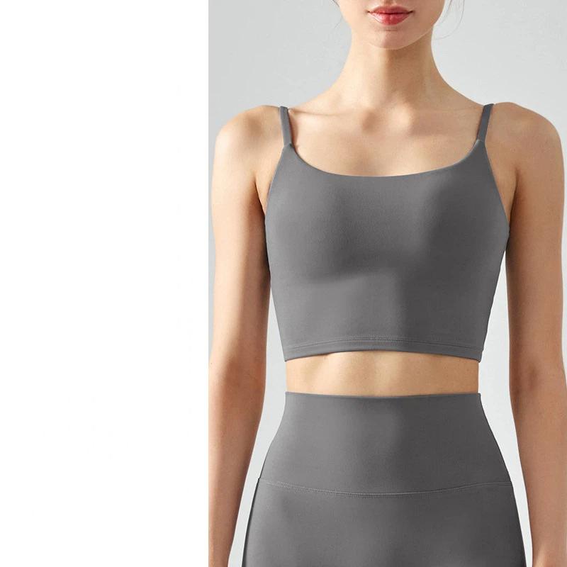 Summer New Yoga Vest Women Seamless Sports Bra Vest Style Square Collar Suspender Fitness Sports Bra