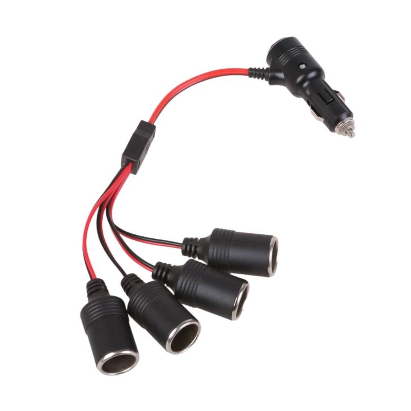 

12V-24V Car Cigarettes Lighter Splitter Adapter Cable Cord with Power Switching Button 1 Male to 2/4/3 Female Socket