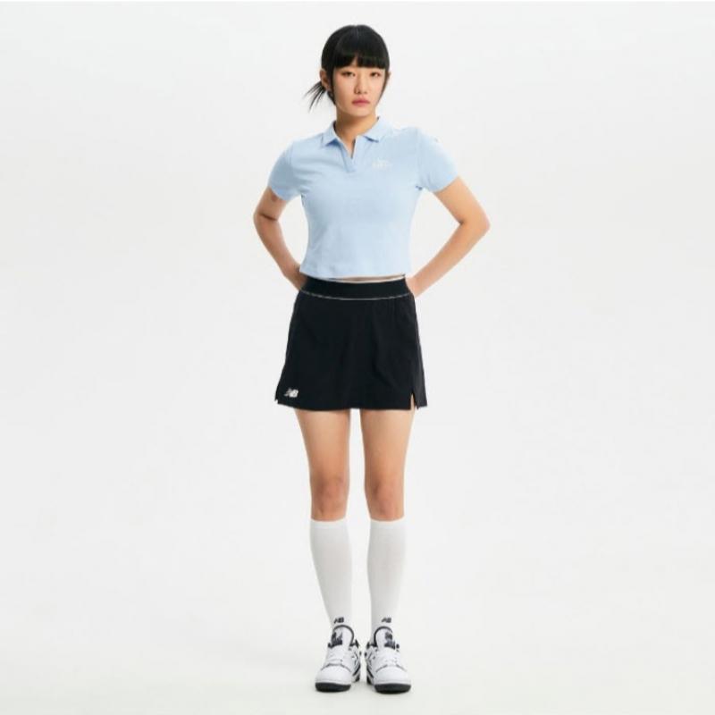 New Balance Short Sleeve Tee Nqj Nbnfe2w502 51 Women Single Mesh Semi Crop Open Collar