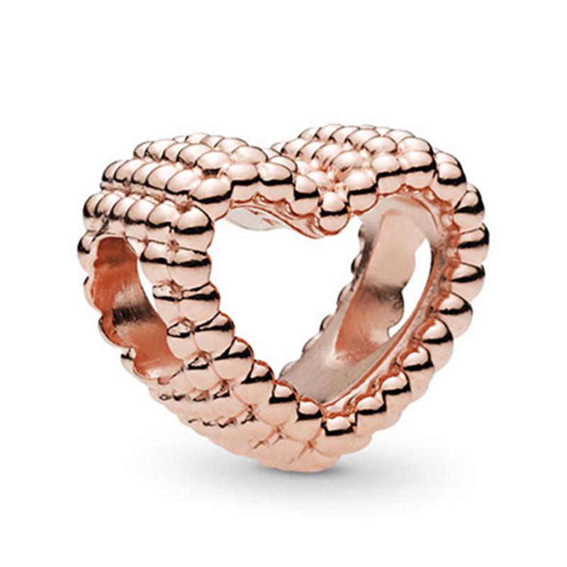 Rose Gold Large Hole Loose Beads Pendant For DIY Pulsera Necklace Accessories Women Fine Jewelry Gifts
