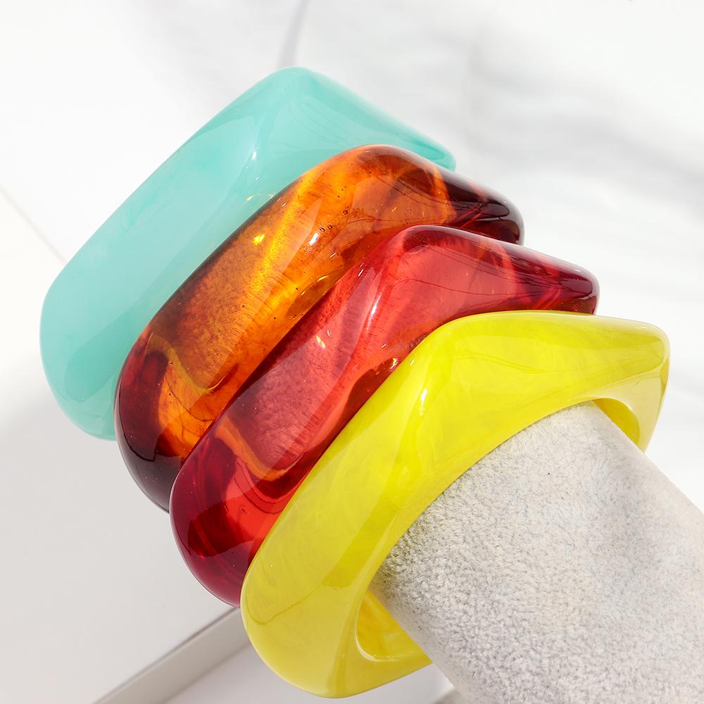 Boho Brown Irregular Acrylic Resin Chunky Bangles for Women on Hand Goth Geometric Charm Bracelets Couple Jewelry Gift