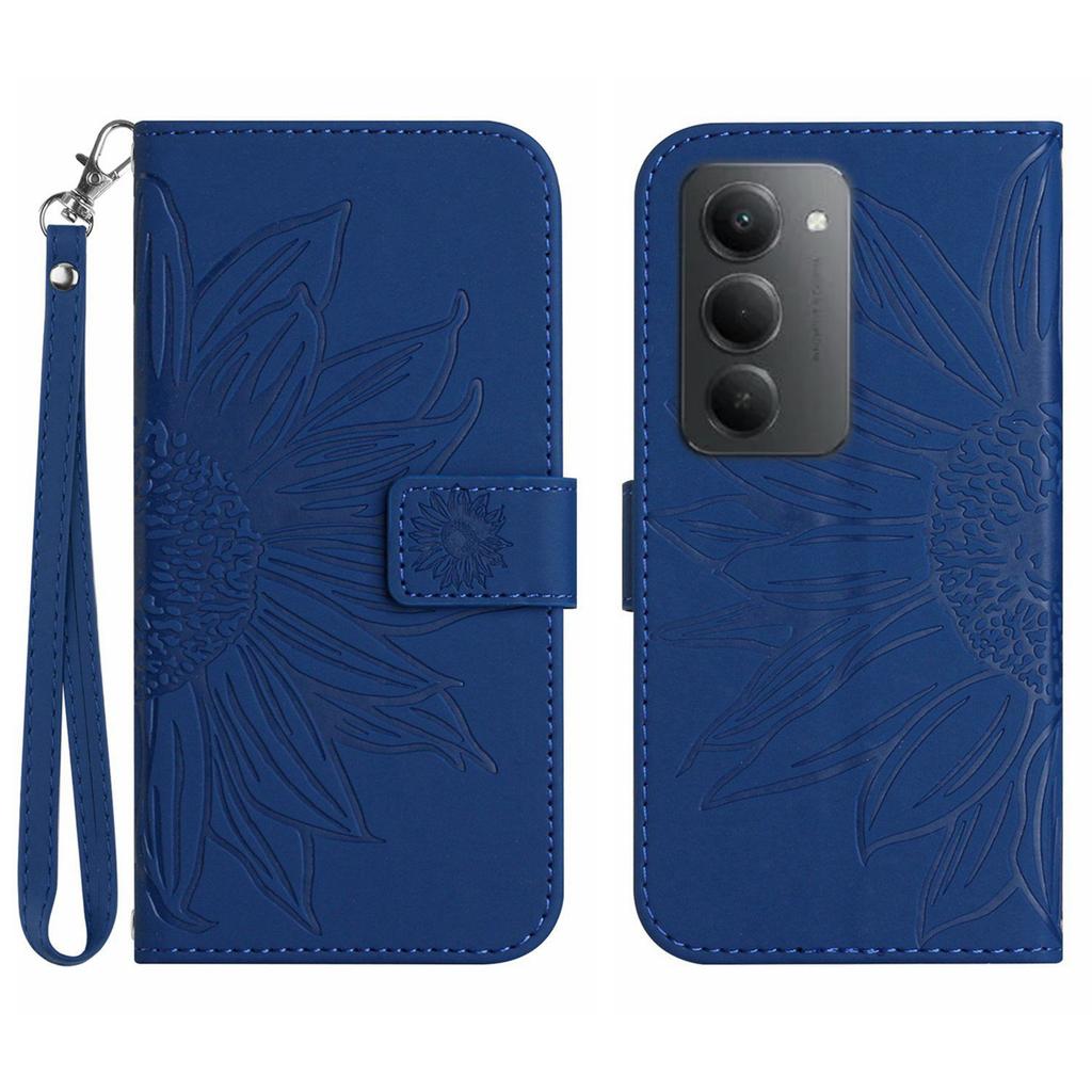 For Xiaomi Redmi 15 5G Case Sunflower Imprint Leather Wallet Phone Cover with Wrist Strap