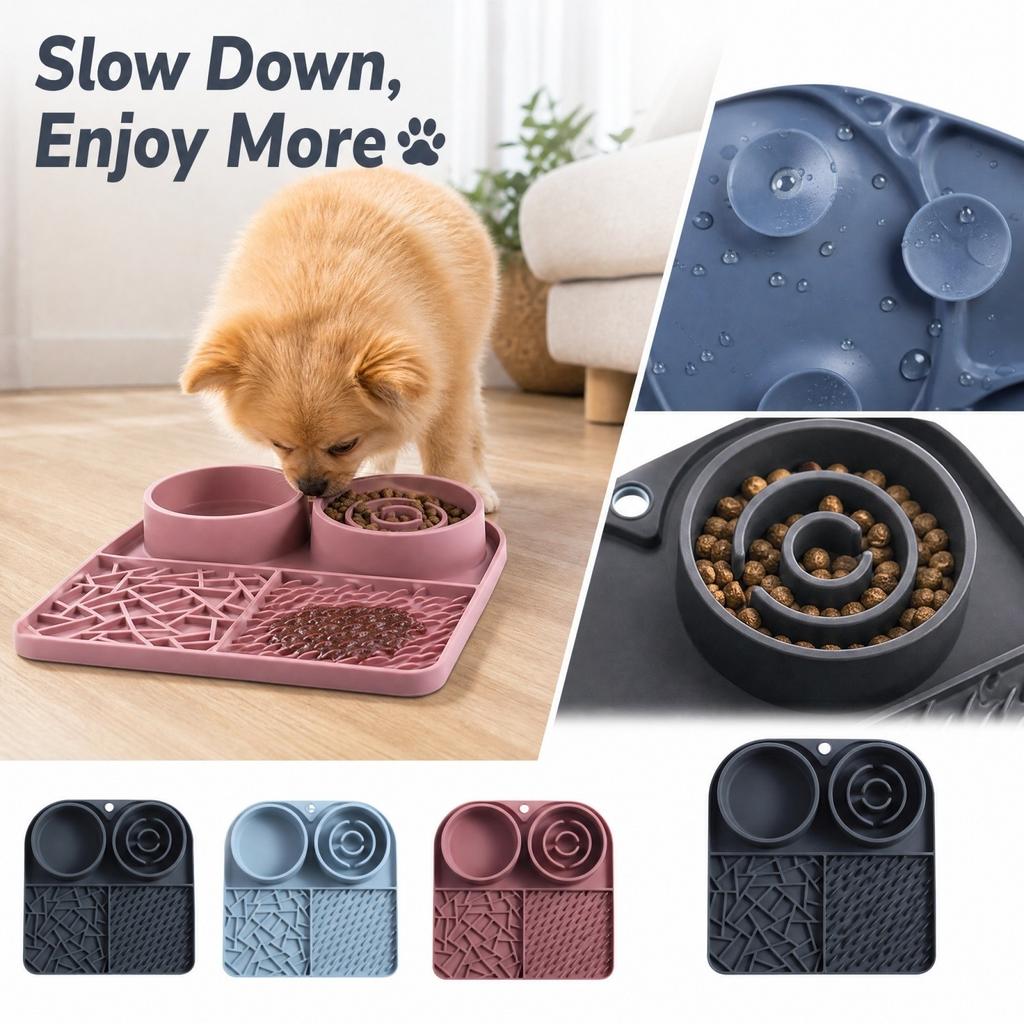 Silicone Pet Slow Feeder Lick with Strong Suction Cups, Non- Bowl for Dogs and Cats