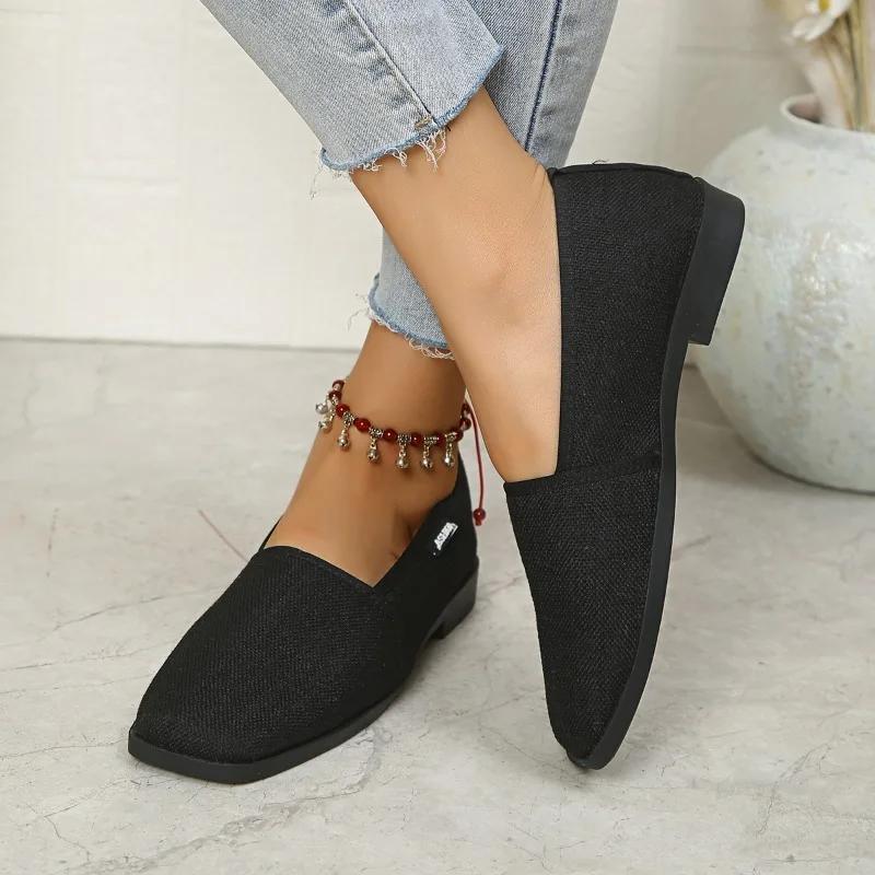 

Горячая распродажа модных женских туфель с квадратным носком, женские туфли на плоской подошве, осенние, дышащие, сетчатые, твердые, подошва Solft, повседневные, удобные туфли больших размеров 43 чёрный