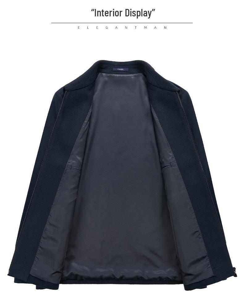 Men's Wool Cashmere Executive Jacket: Business Casual Lapel Coat for Middle-Aged Trends