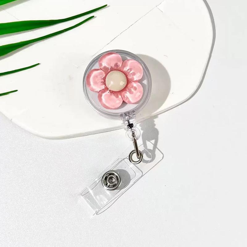 

Cute Transparent Floral Badge Reel For Women Retractable Worker ID Card Pull Buckle Doctore Nurse ID Card Badge Holder Clip розового золота