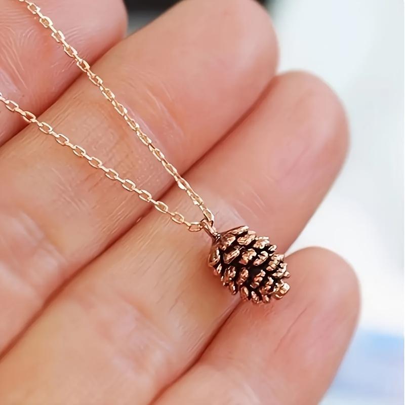 Men's Retro Alloy Pine Pendant Lightweight Trendy Nature Inspired Unplated Necklace Daily Gift
