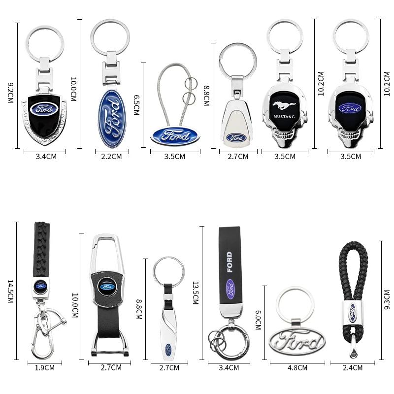 AAAML1 3D Metal/Leather Car Keychain Key Chain Ring Key Holder For Ford Focus 2 3 MK2 MK3 Fiesta Ranger Mondeo Ecosport Kuga Accessorie