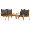 VidaXL Garden Lounge Set 3 Pcs with Cushions, Table and Chairs with Armrests and Backrest, Patio Furniture Set 3211799