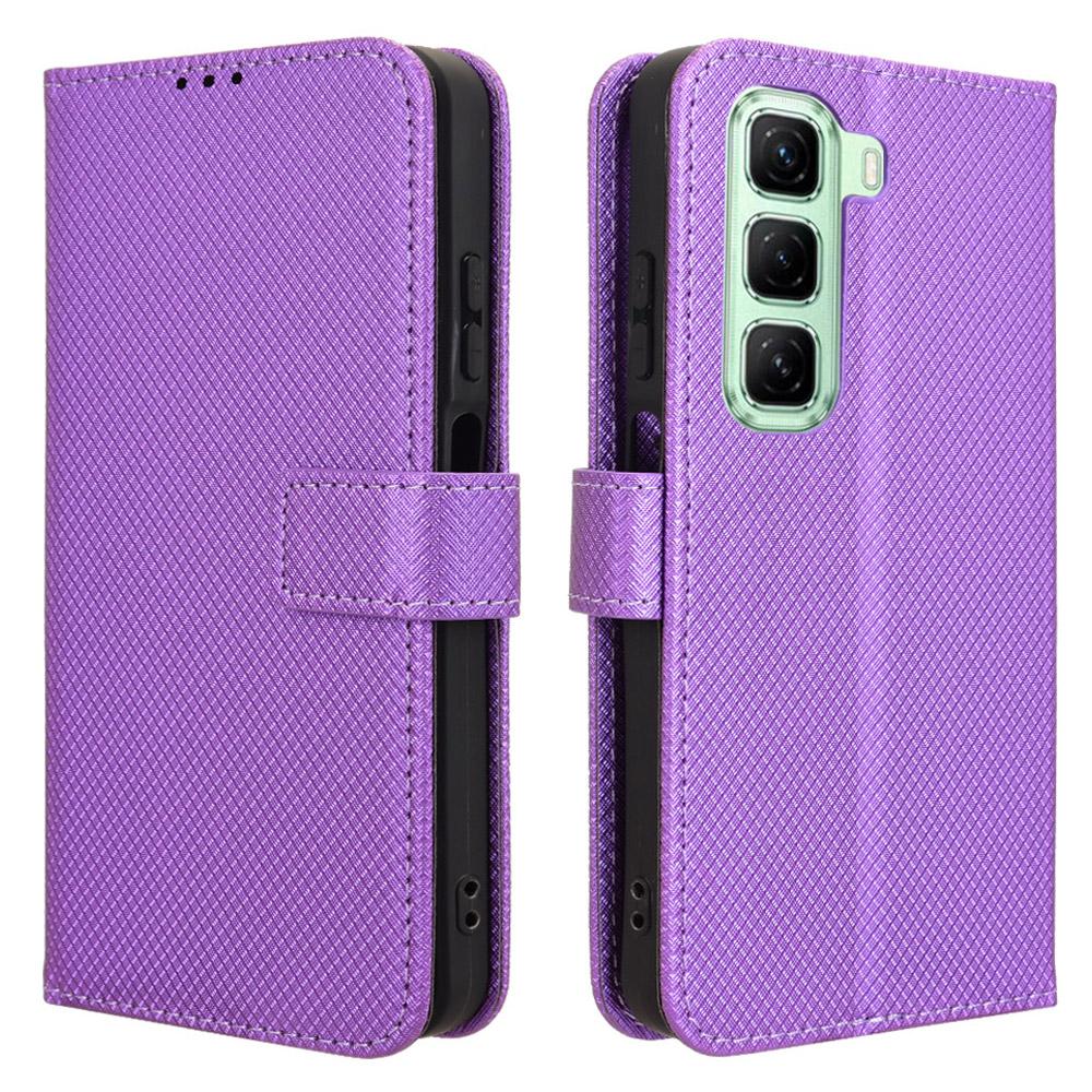 

For Infinix Hot 50 4G Case PU Leather Diamond Texture Wallet Phone Cover D