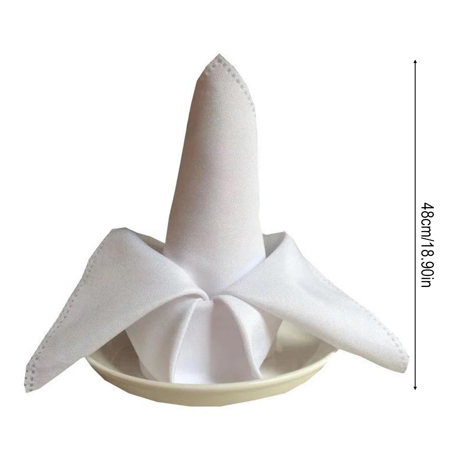 Solid Color Napkins Folded Flower Design Table Decoration for Hotel Western Restaurant Use 48x48cm High-Density Fabric белый