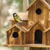 Wood Bird Houses Feeder 6 Holes Wooden Birdhouse Hanging Sleeping Nest for Indoor Outdoor Birds Garden Decoration
