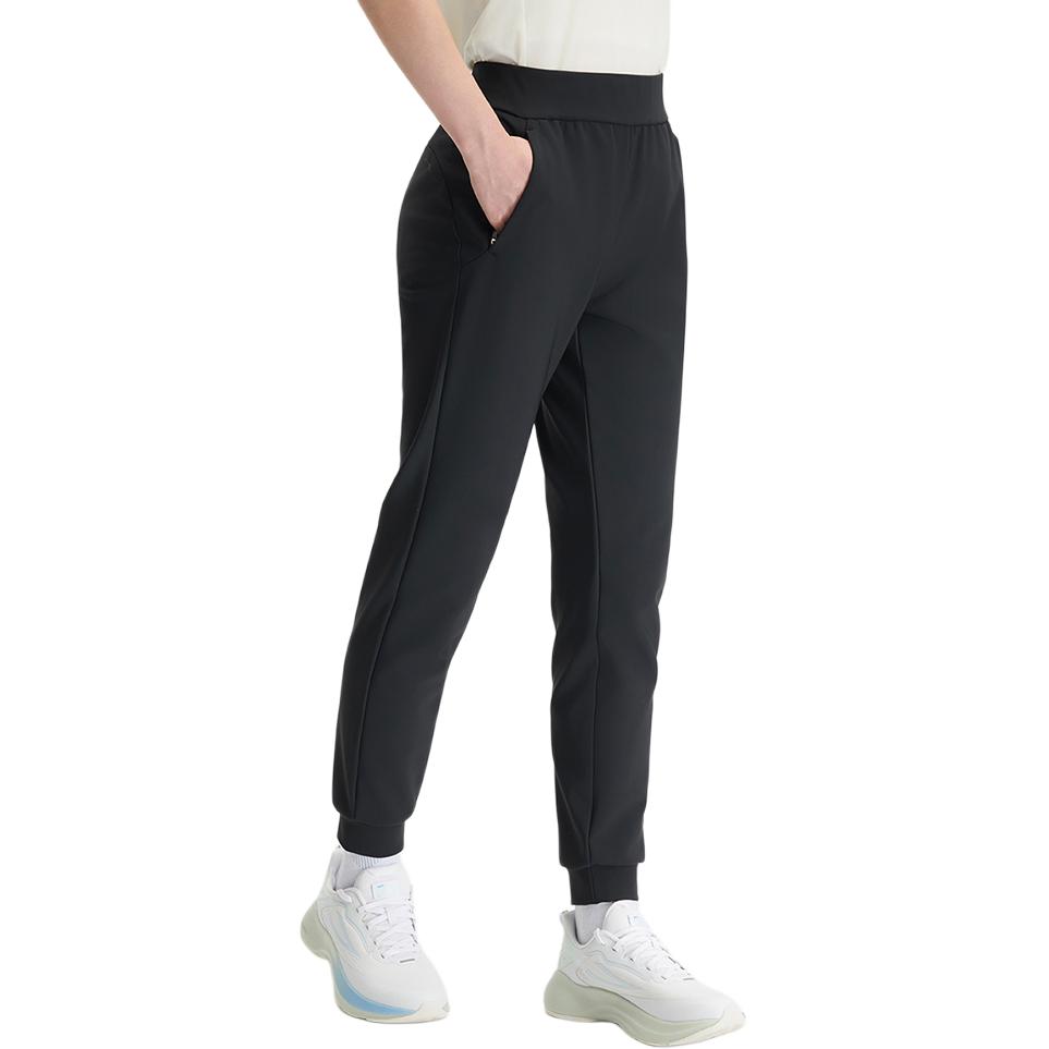 FILA Fitness Fashion Comfortable Soft Versatile Mid-Waist Tapered Knit Sports Pants Women bottoms Deep-Black A11W441602F-BK