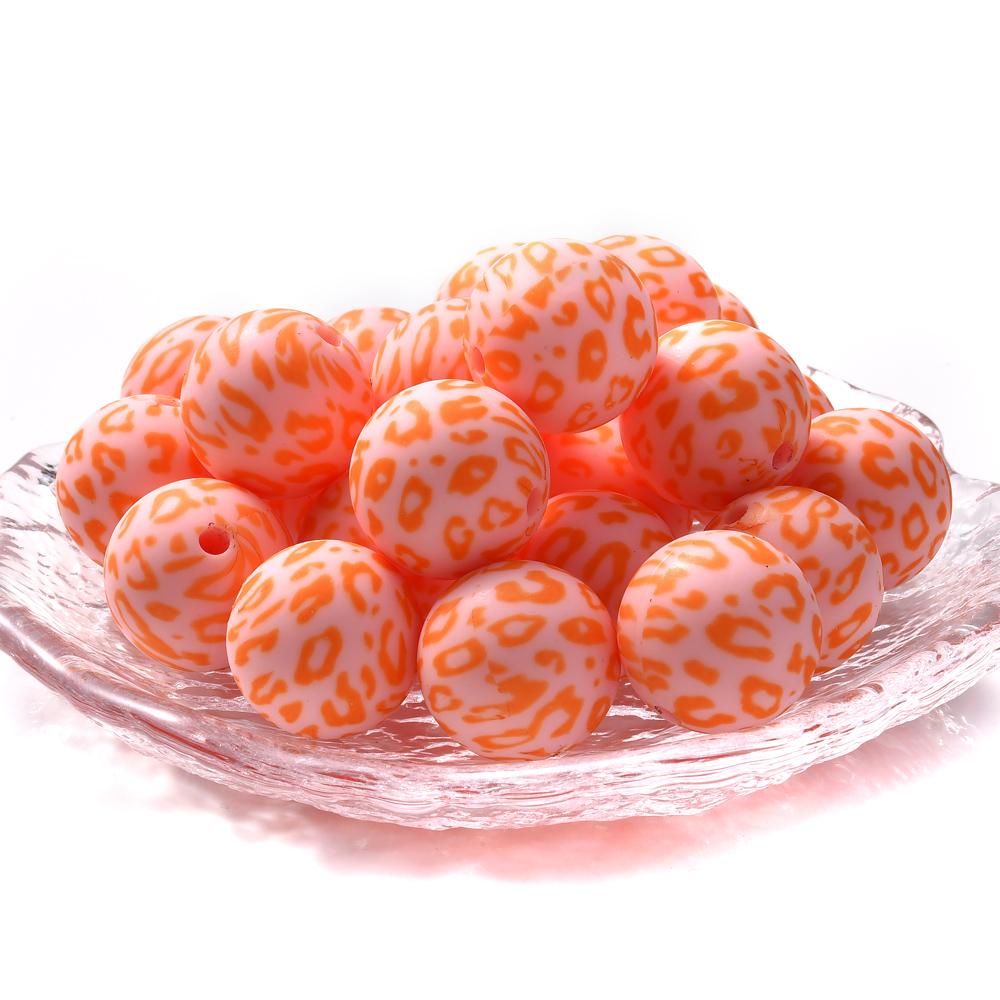 15mm 10Pcs Printed Silicone Beads Chewing Bead DIY Charms Newborn Nursing Accessories Necklace Pacifier Chain Teething Toy