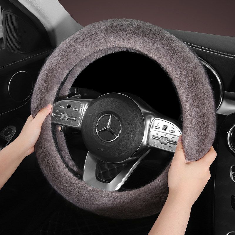 Car Steering Wheel Cover Winter Plush Warm Fleece New Model High-End Wear-Resistant Sweat-Absorbent Non-Slip D-Shaped Handle Cover