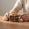 Hexagonal Teapot Mythical Animal Designs Brass Raised Relief Decorative Tea Kettle for Indoor