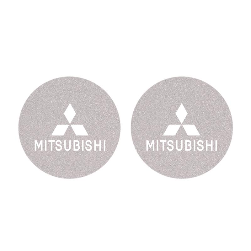 Cwnqah1 Cwmvjg1 2Pcs Car Cup Mat Leather Auto Cup Slot Non-Slip Coaster For Mitsubishi EK Pajero Xpander Eclipse Cross ASX L200 Xforce Outlander