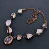 Rose Quartz Necklace Gemstone Jewelry, Copper Electroformed Adjustable Chain Necklace, Gift For Women Handmade Necklace