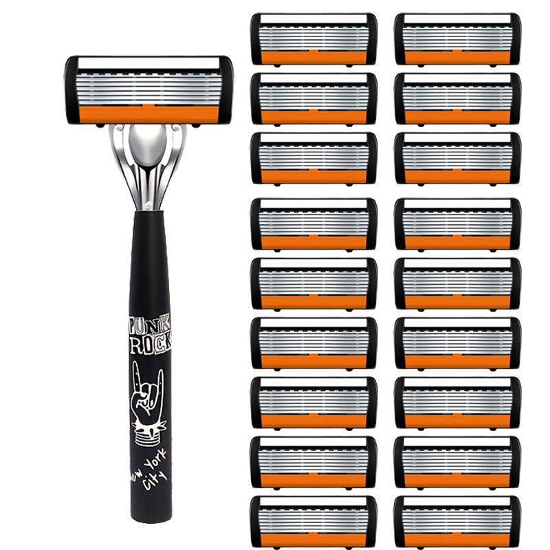 Men Shaver Razor Barber Tools Facial Hair Razor 7 Layers Blades High Quality Antique Shaving Knife Shaver With Replacement Head