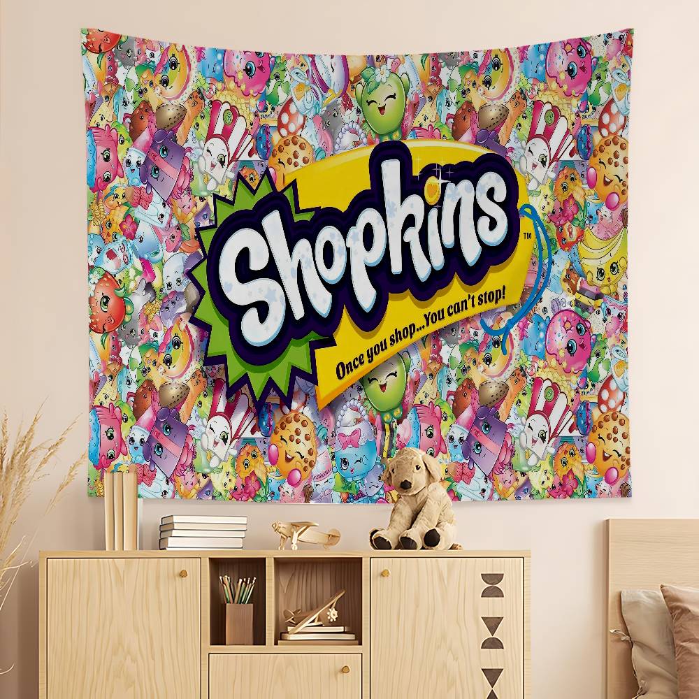 Cute SShopkins Anime Tapestry Wall Hanging Decoration Household Wall Hanging Home Decor