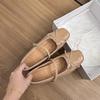 Sheepskin Version~ Genuine Leather Small Man Inner Height Increase 7CM Bow One-word Buckle Mary Jane Shoes Women's Thick Heel Retro Single Shoes