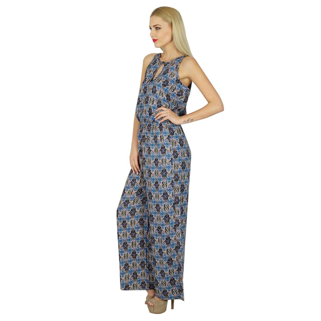 Bimba Women Rayon Printed Long Jumpsuit Holiday Casual Clothing