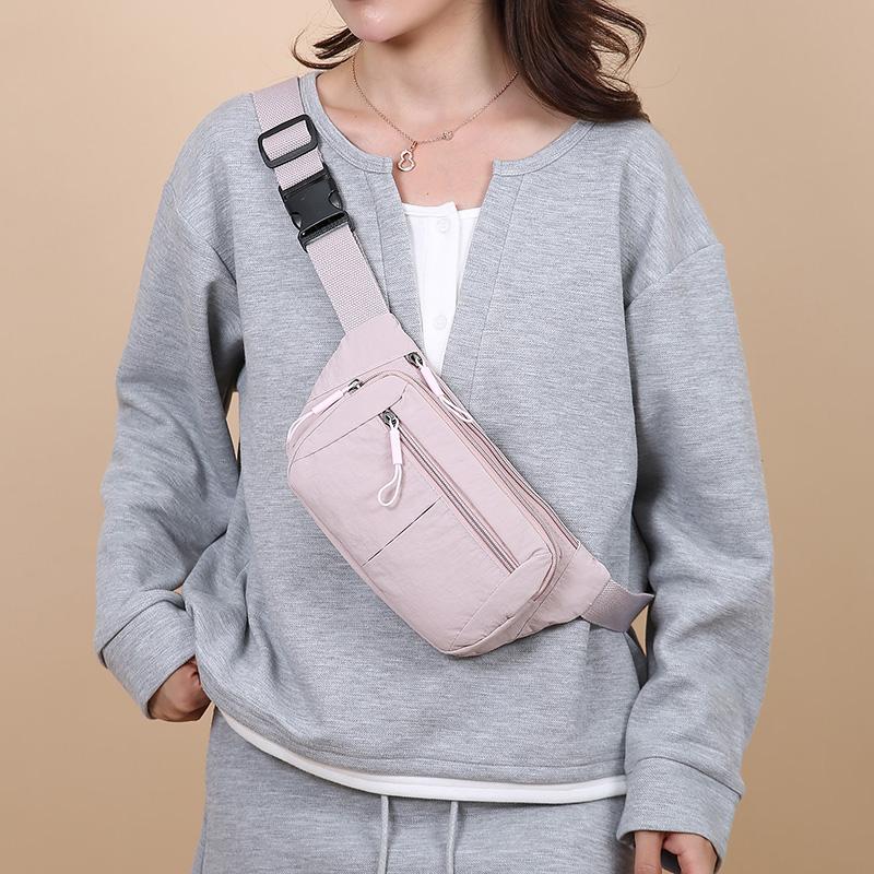 Multi-layer Chest Bag Women's Lightweight Shoulder Crossbody Bag Nylon Sport Riding Waist Bag