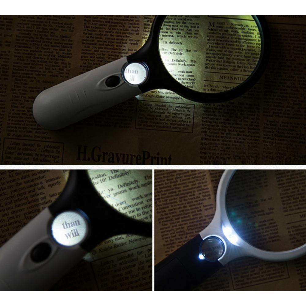1PC handheld magnifying glass 45 times double lens reading portable large mirror high definition strong light LED