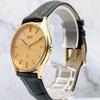 Working condition SEIKO Chariot Watch Gold SPG Gold Plated 3 Hands 1981 Vintage Leather Strap Dress Watch Black Men's