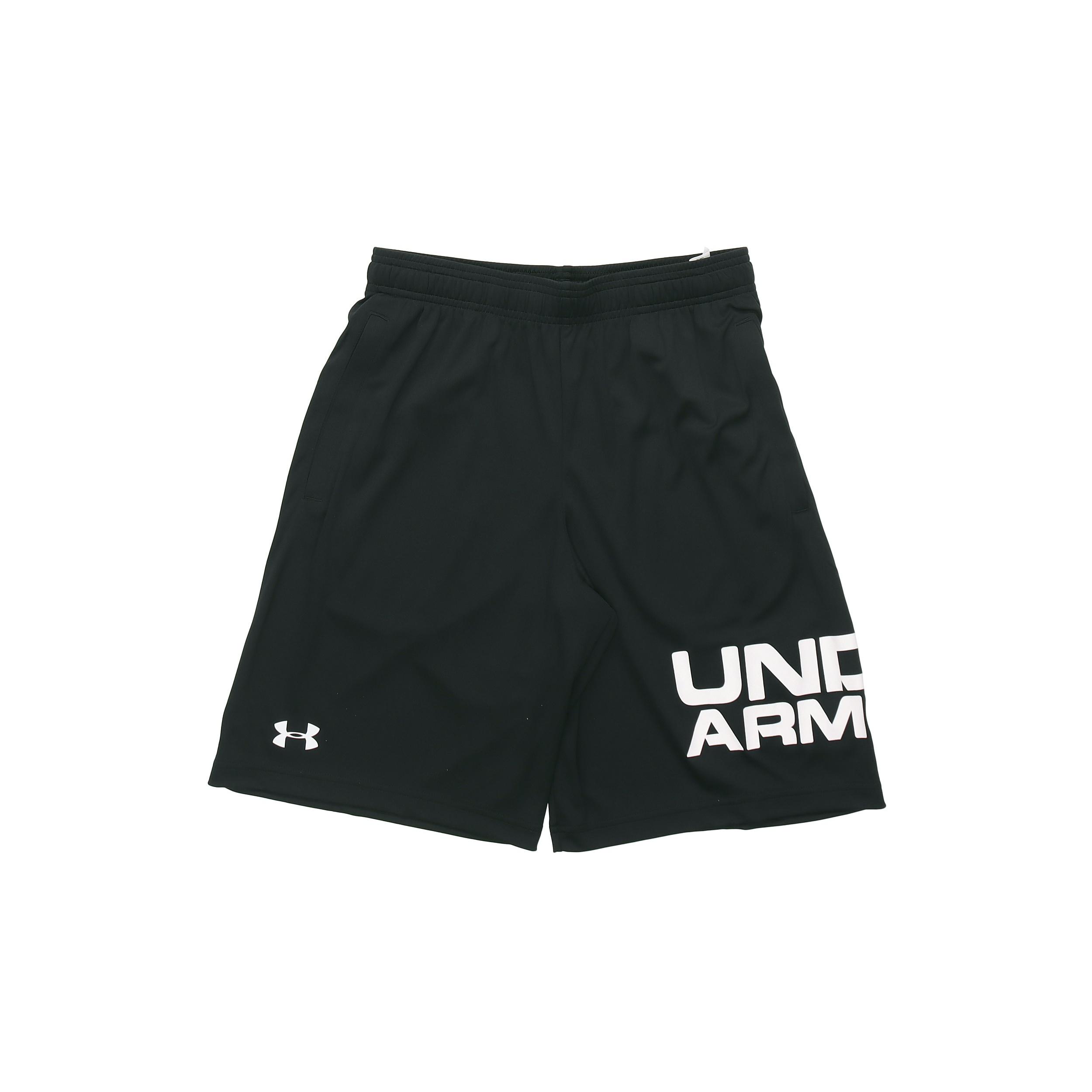 Under Armour Tech Wordmark Sports Shorts Black White Men s 1351653-001 L