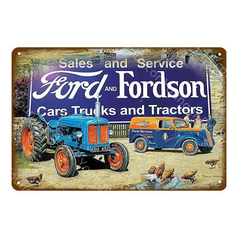Vintage Farm Tractor Metal Signage Tin Signage Metal Vintage Farmhouse Courtyard Wall Art Decoration Mural Aesthetics Gift
