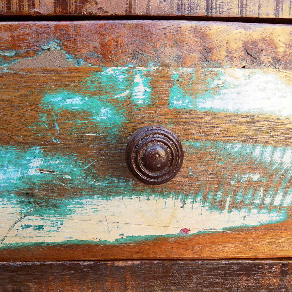 Coffee Table with Rounded Edge & 1 Drawer Reclaimed Wood