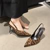 Fashion SUOJIALUN Spring New Brand Pointed Toe Women Sandal Fashion Thin High Heel Outdoor Dress Slingback Shoes Thin High Heel Pumps