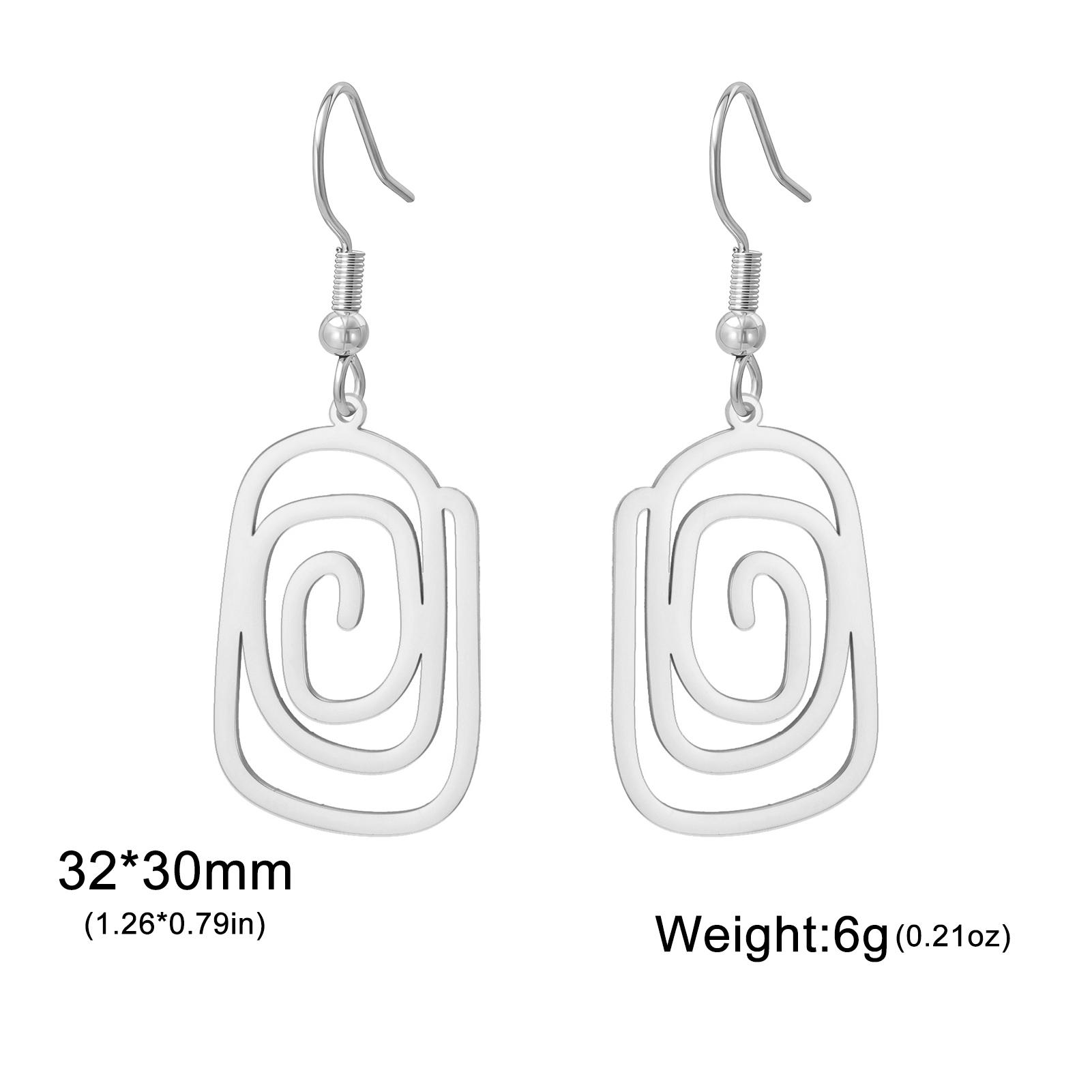 

Teamer Simple Geometric Spiral Round Square Dangle Earrings for Women Girls Fashion Minimalist Stainless Steel Zircon