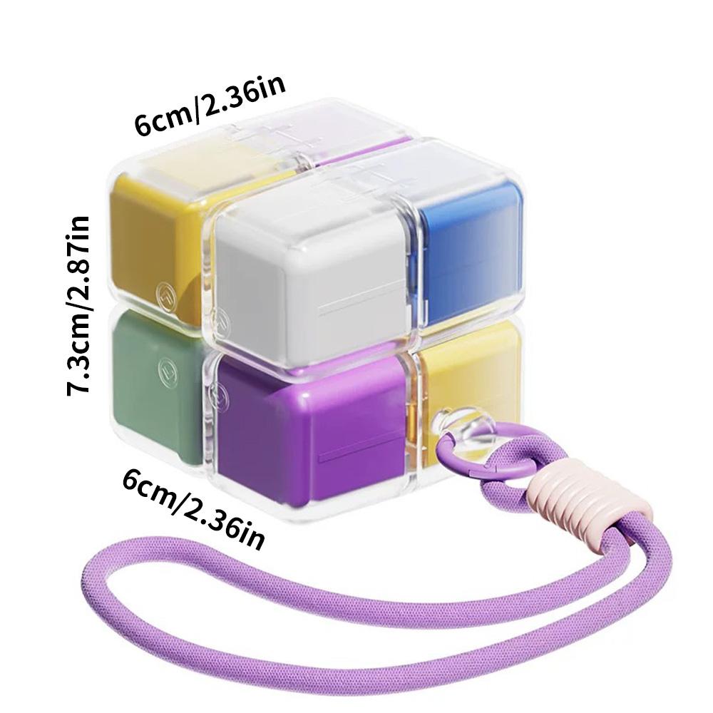 New Magic Cube Medication Boxes Lanyard Portable Tablet Dosing Container Sealed Pill Organizer Practical Portable Medicine Boxes