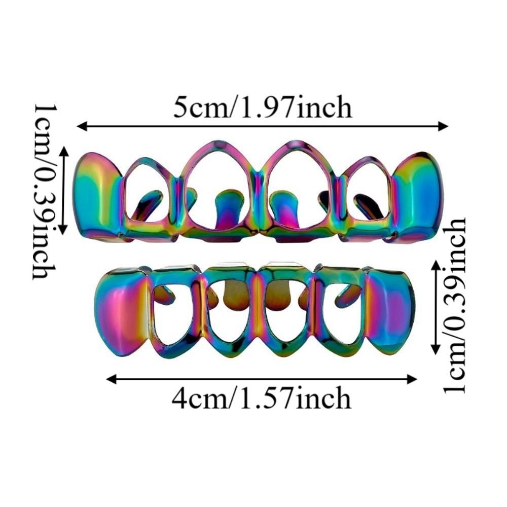 2Pcs/Set Glossy Dental Grills Hip Hop Hollow Teeth Grillz Braces Charm Teeth Grillz Dental Crown