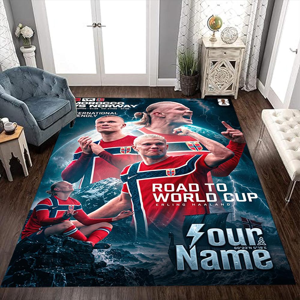 Haaland (126) Customize Text Floor Mat Suitable for Entryway Bedrooms Outdoor Decorate room Antislip Carpet Office home decor Gift for Festivals